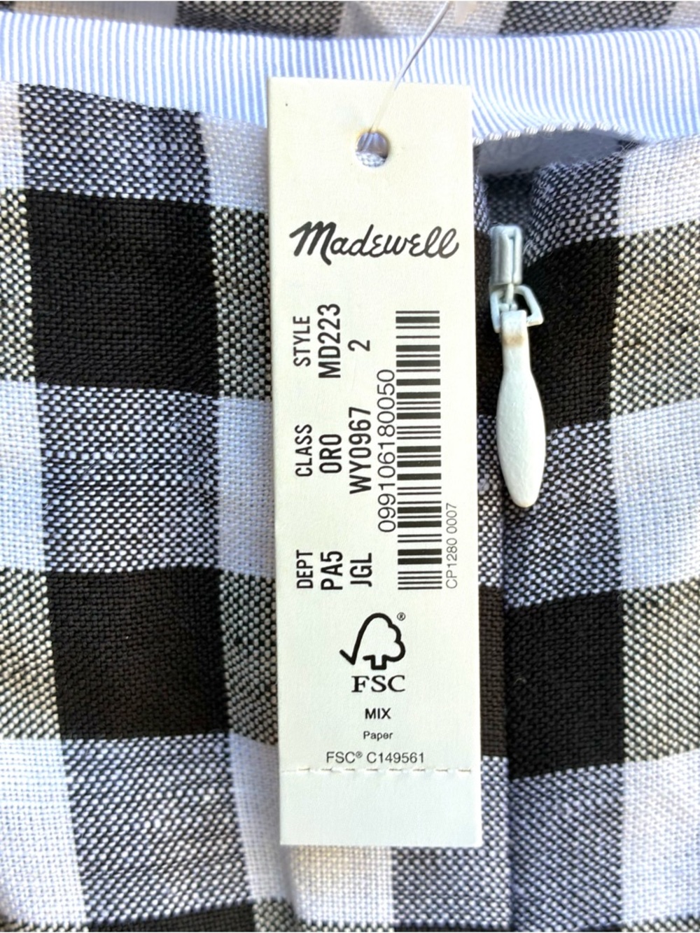 Madewell NWT Checked Wrap Skirt Sz 2 - Picture 3 of 6